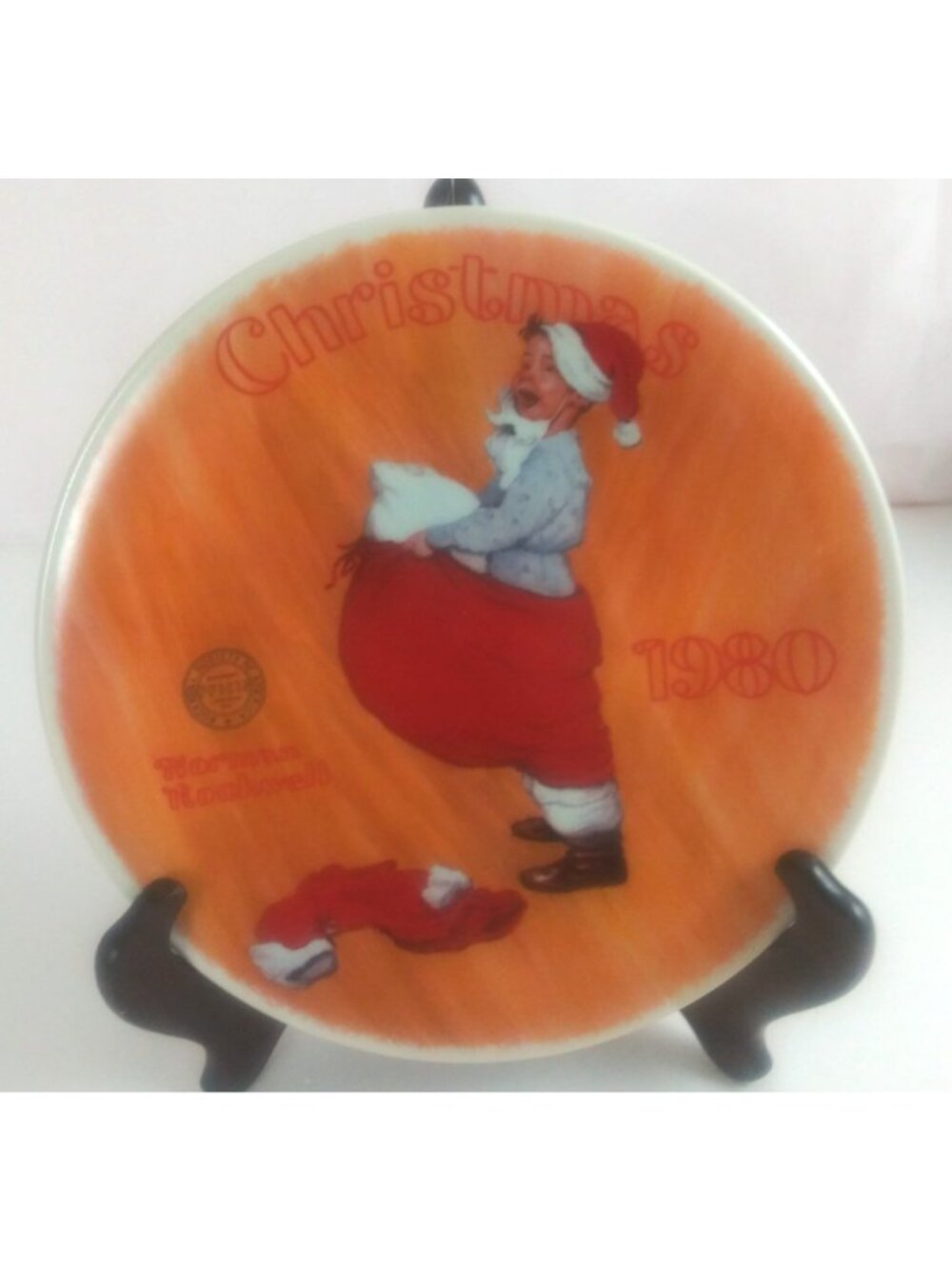 1980 Knowles Norman Rockwell Scotty Plays Santa Limited Edition Plate #8908C